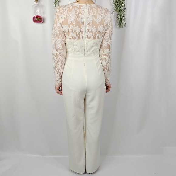 ELIZA J. embroidered top white jumpsuit crepe 0994 - Picture 4 of 7